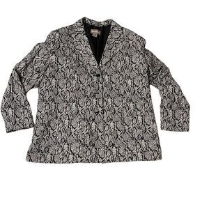 Tanjay  Women White Intricate Patterned Long Sleeve Blazer Coat Size 16